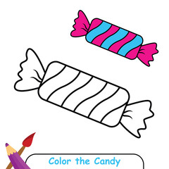 Color the Candy drawing illustration. coloring book for kids. candy coloring page colored illustration
