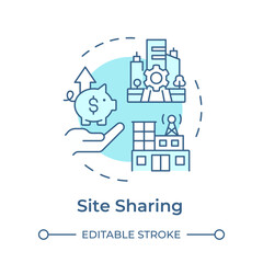 Site sharing soft blue concept icon. Telecom infrastructure sharing. Share physical location. Broadcast station. Round shape line illustration. Abstract idea. Graphic design. Easy to use in article