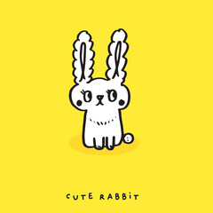 Hand drawing doodle cute Bunny, rabbit vector illustration for t-shirt ,card, poster design for kids, cute animal