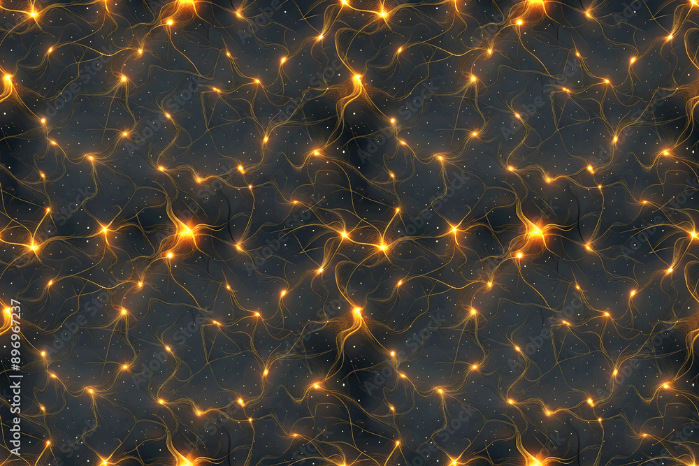 Poster seamless pattern of glowing elements on a dark background
