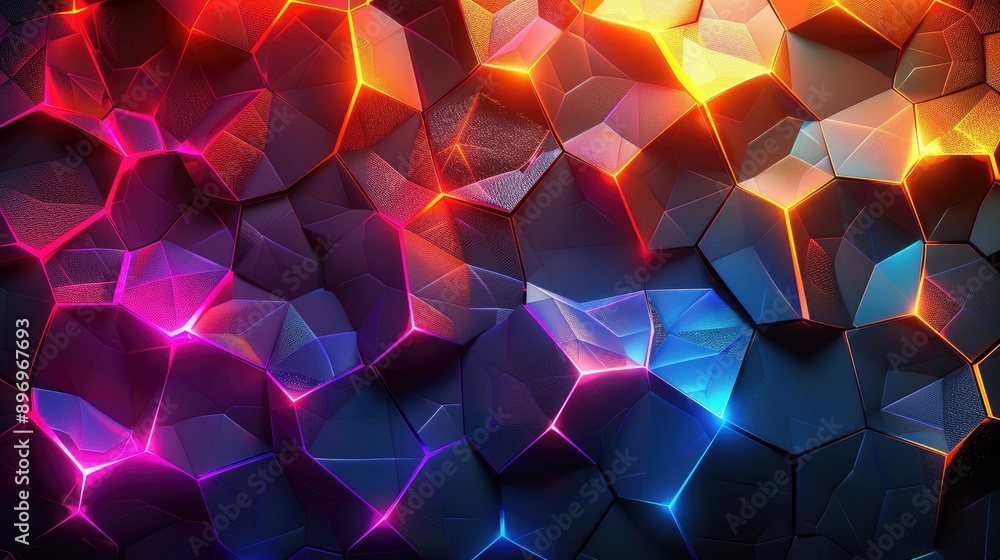 Poster dark background with colorful lines forming an abstract geometric pattern, giving the appearance cry