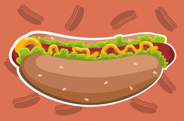 cartoon vector illustration of hotdog