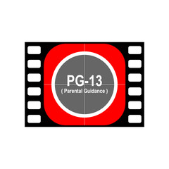 The PG (Parental Guidance) sign film tape is simple for web design and mobile ui. People's guidance, movies are sometimes not suitable for children. Age restrictions, censorship. Icons for content, mo
