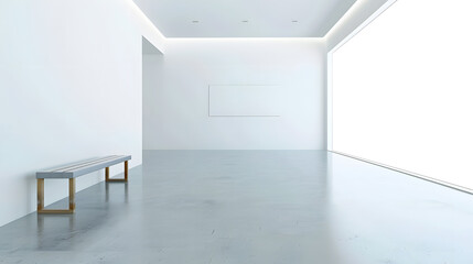 Hyper-Realistic Art Gallery Interior with Raw Concrete Floor and Minimalistic Design