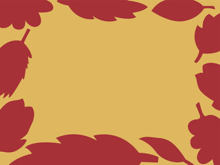 Background (backdrop) made of red leaves on periphery and orange (or ochre) space in the center. Nature. Vector illustration. 