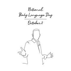 line art of National Body Language Day good for National Body Language Day celebrate. line art.