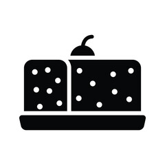 Cake slice with cherry topping icon design, modern vector