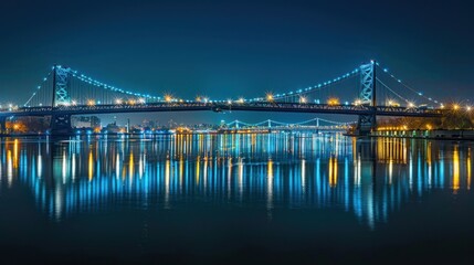 Fototapeta premium Illuminated Bridge in Philadelphia at Night