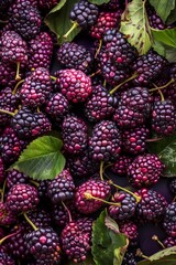 Morus texture background, mulberries fruits pattern, many mul berries mockup, berries banner, black berry