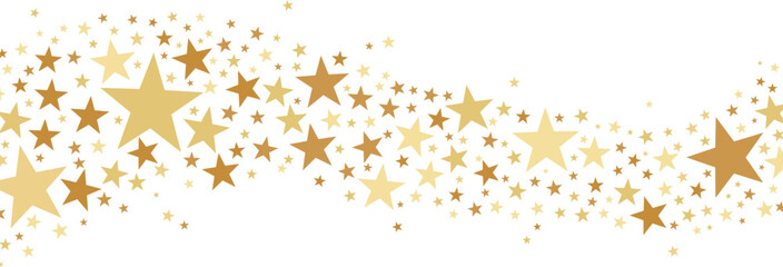 Star wave festive banner design, isolated gold clip art element design