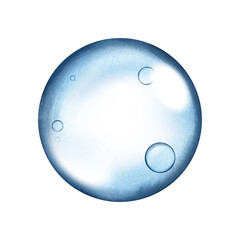 Bubble, blue. Watercolor illustration. Cosmetic skin care concept. Cleanliness and washing. A foam party. Wash. Round shape for background, packaging, label, banner