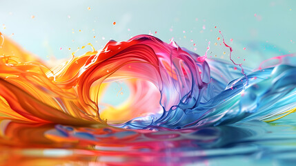 Animated sequence of oil colors blending and morphing into a lens shape, artistic style
