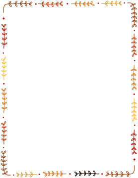 Simple hand-drawn doodle autumn leaves border fall frame