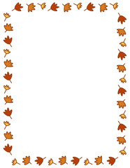 Simple hand-drawn doodle autumn leaves border fall frame