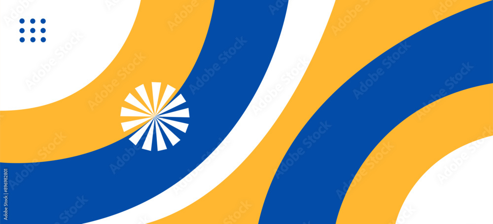 Poster creative blue and yellow geometric abstract shape background with element style template design