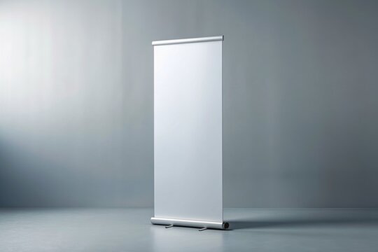 Blank Roll-up Banner Mockup in Studio Setting. Generative AI.