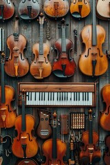 Naklejka premium musical instruments perfectly placed and ordered.international day of music.