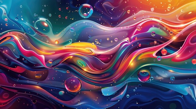 Vibrant Abstract Liquid Art - Colorful Fluid Patterns, Modern Design