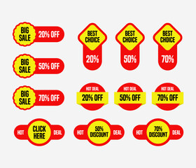 Set labels with inscription sale. Vector flat illustrations. Ad or promo.