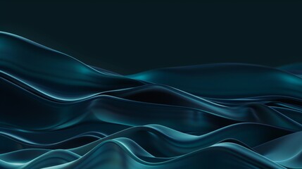 Fototapeta premium Elegant and flowing fabric waves against a dark teal background