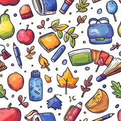 Illustration Back to School Seamless Pattern