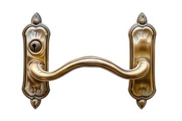 Door Handle Detail in Furniture Setting, Isolated on White Background