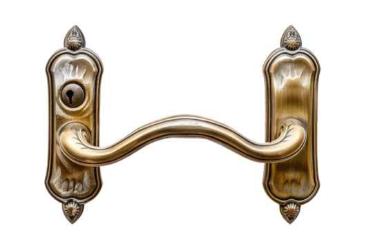 Door Handle Detail in Furniture Setting, Isolated on White Background