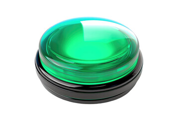 3D Illustration of Green Button Buzzer, Isolated on White Background