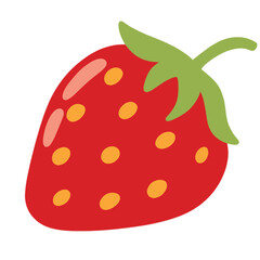 Vector cute strawberry fruit is isolated on the white background