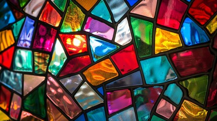 Abstract stained glass window mosaic background, Bright colors, colorful. Architectural decor