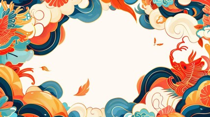 An abstract illustration featuring vivid colors and swirling patterns with an empty space in the center, conveying a sense of creativity, motion, and dynamic aesthetics.