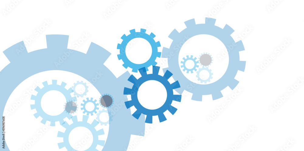 Aufkleber Gear wheel with electronic circuit board for mechanical engineering with dots and lines connection.