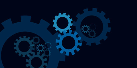 Gear wheel with electronic circuit board for mechanical engineering with dots and lines connection. Abstract technical background design.