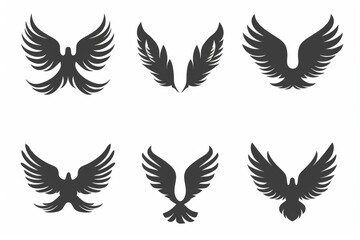 Obraz premium Wings flat icon, angel wings emblem, bird feathers minimal silhouette, pigeon sign, spirituality symbol
