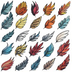 Fototapeta premium Wings flat icon, angel wings emblem, bird feathers doodle sketched, pigeon sign, spirituality symbol