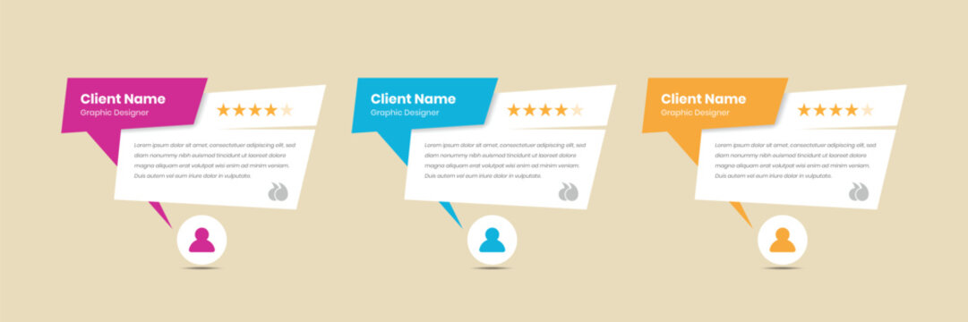 Professional customer feedback and client testimonial template design with abstract shapes