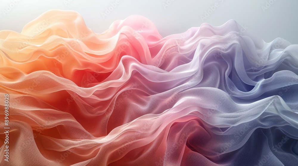 Poster abstract wavy fabric texture with a gradient of colors.