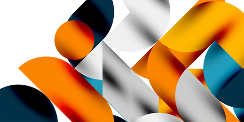 Tech minimal circular shapes geometric art. Vector modern circles