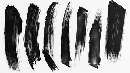 A display of sweeping black brush strokes against a clean, white background. This piece highlights the motion, flow, and energy captured within the brushwork, symbolizing grace and power.