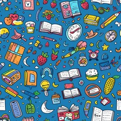 Illustration Back to School Seamless Pattern