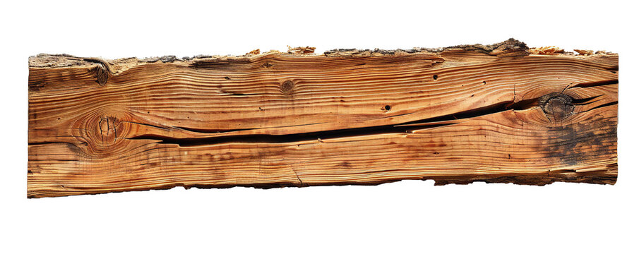 Clean beach wood board from the top isolated on a white background Generative Ai