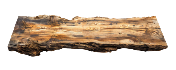 Clean beach wood board from the top isolated on a white background Generative Ai
