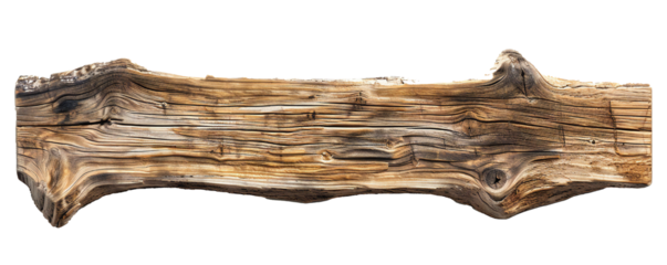 Clean beach wood board from the top isolated on a white background Generative Ai