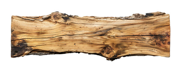 Clean beach wood board from the top isolated on a white background Generative Ai