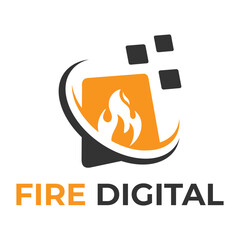 Fire Digital Technology Logo Design