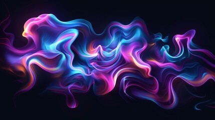 Obraz premium Graceful flowing wavy lines in modern blue, pink, and purple design against dark background
