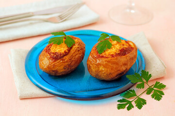 Stuffed potatoes with Majorcan sausage.