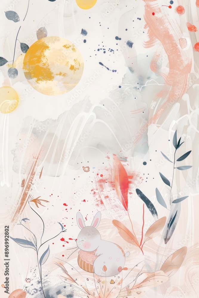 Poster abstract floral design with colorful shapes and patterns, suitable for a variety of uses