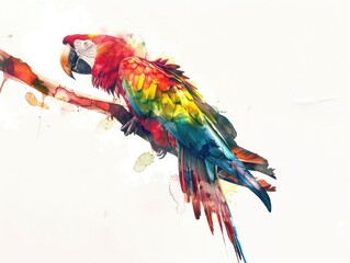 Obraz premium Vibrant bird with rainbow feathers perched on branch.