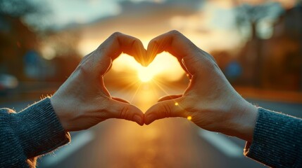 Diverse group of people creating heart shape with hands, symbolizing unity, love, and togetherness
